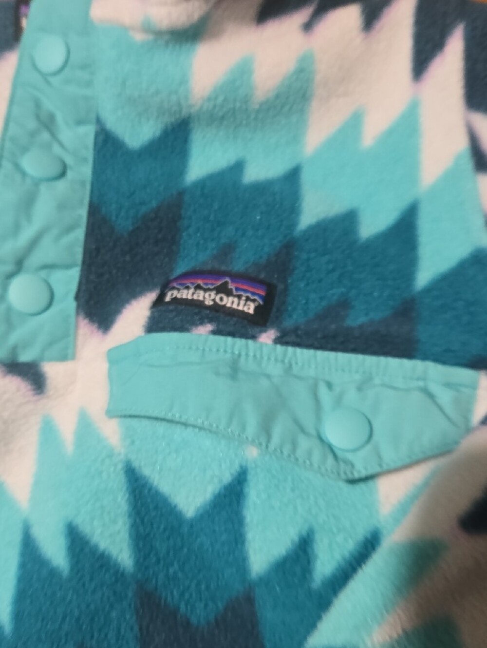 Patagonia Synchilla Sz Xs Teal, Aqua, Navy & White Geometric Fleece Pullover - Picture 4 of 7